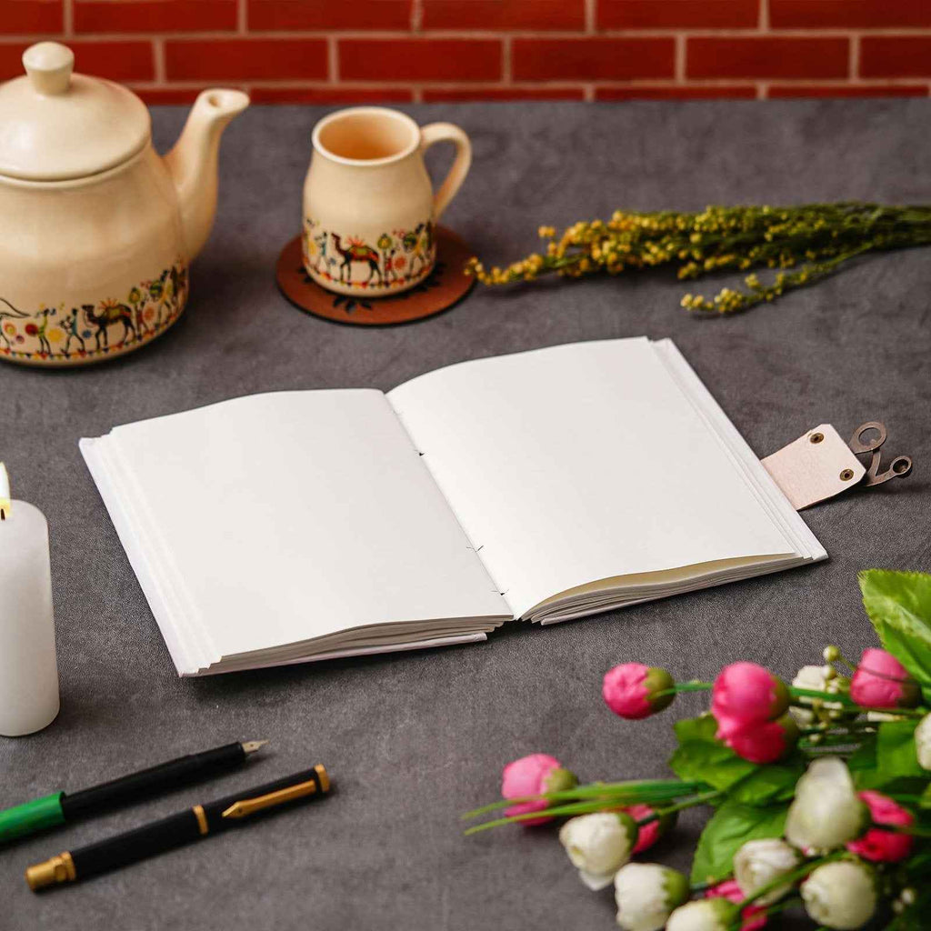 Handmade Printed Cardboard Journal Diary with Buckle Lock-200 Pages Notepad For Men and Women -10