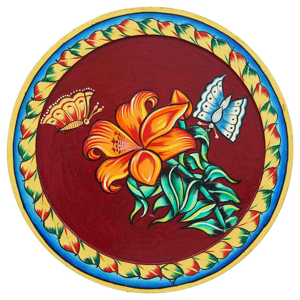 Divine Cow Wall Plate-Traditional Lotus Pattern in Pichwai Style (12x12 Inches)