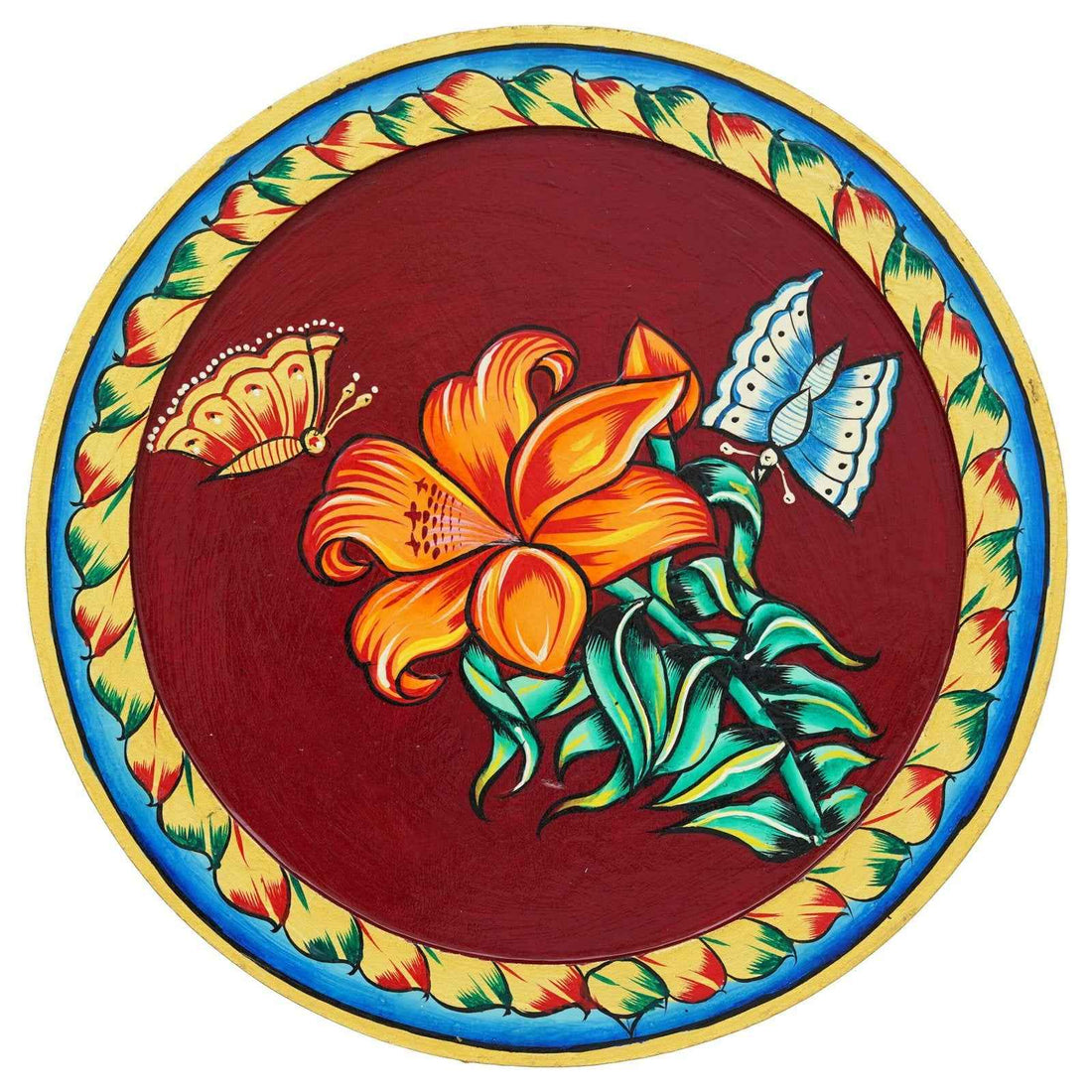 Divine Cow Wall Plate-Traditional Lotus Pattern in Pichwai Style (12x12 Inches)