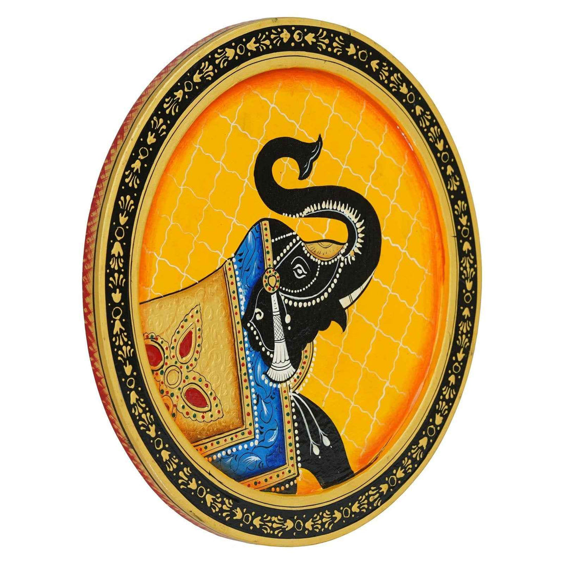 Pichwai Inspired Wall Plate-Cow with Ornamental Bell Artwork (12x12 Inches)