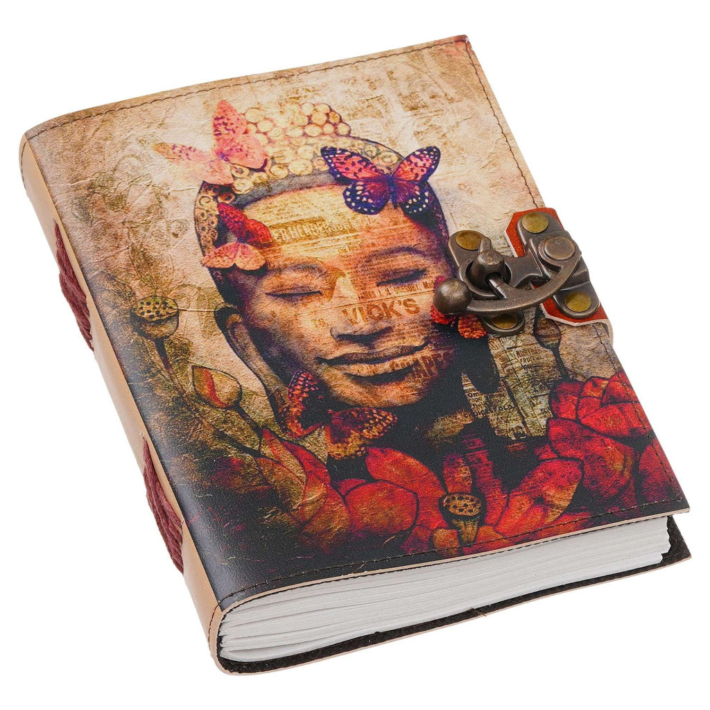 Vintage Handmade Genuine Leather Journal-Premium Antique Lock Closure-200 Handmade White Pages -24 - Navkar Handicrafts