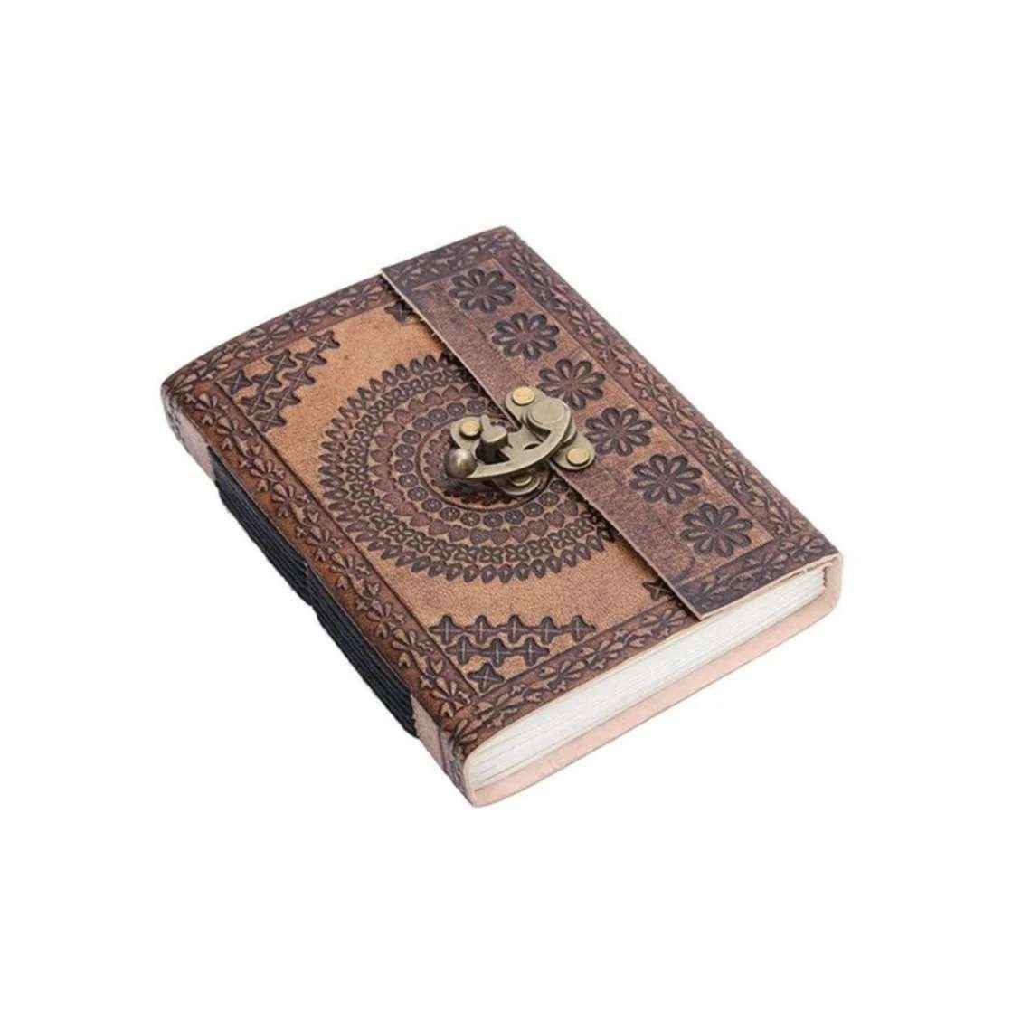 Leather Journal Diary with metal lock vintage Journal handmade 200 pages white unruled|travel Diary|personal journal -6