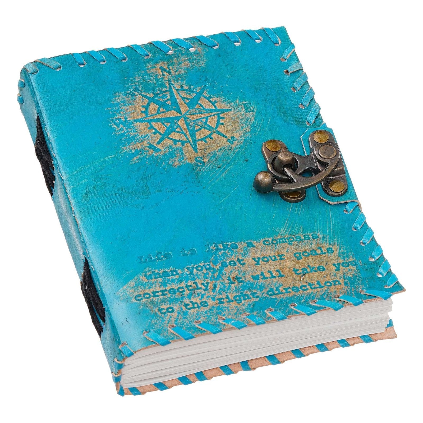 Vintage Handmade Genuine Leather Journal-Premium Antique Lock Closure-200 Handmade White Pages -29 - Navkar Handicrafts