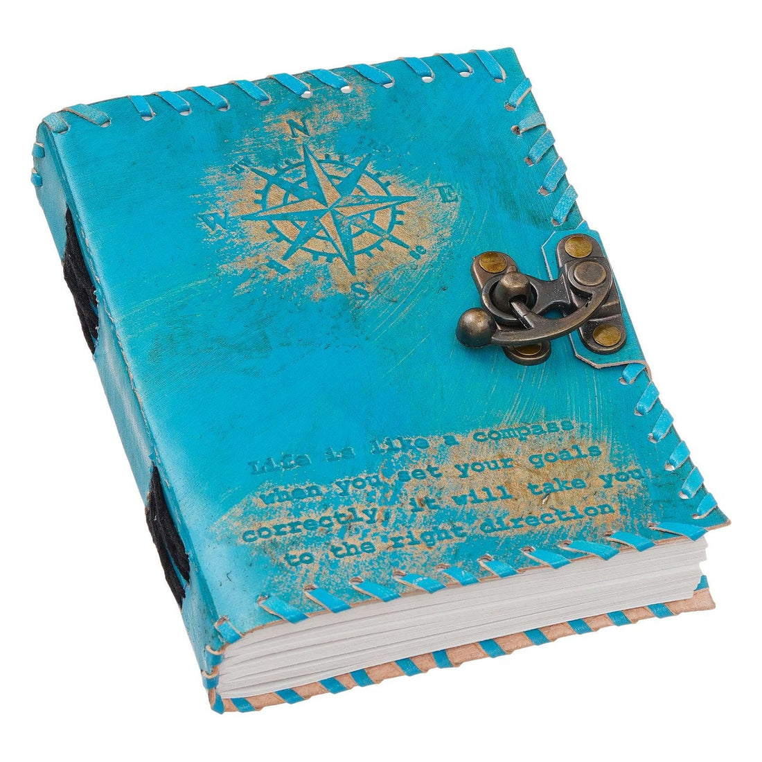 Vintage Handmade Genuine Leather Journal-Premium Antique Lock Closure-200 Handmade White Pages -29 - Navkar Handicrafts