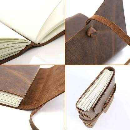 Leather Journal Diary with Premium Antique String Closure vintage Journal handmade 200 pages white unruled|travel Diary|personal journal -2