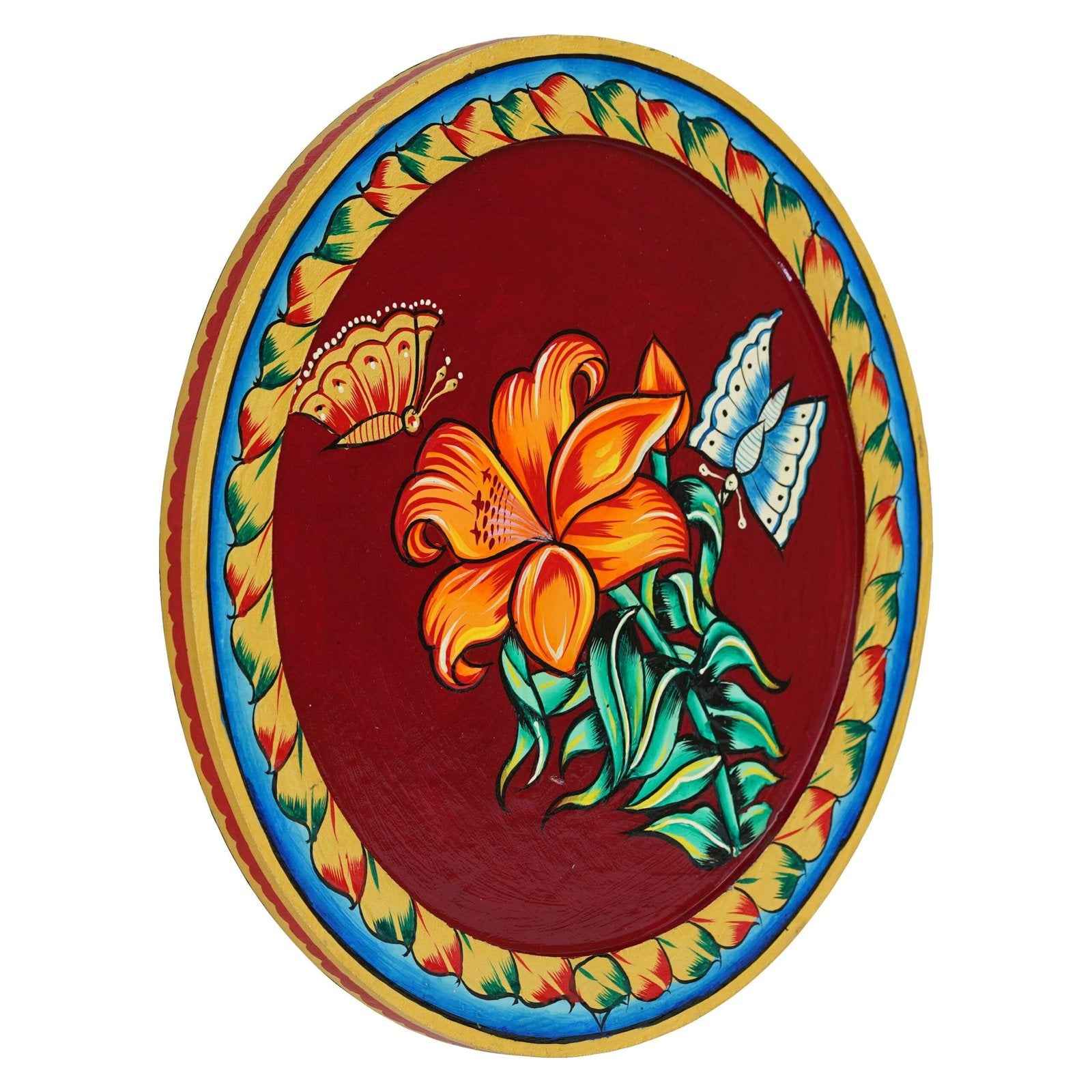 Divine Cow Wall Plate-Traditional Lotus Pattern in Pichwai Style (12x12 Inches)
