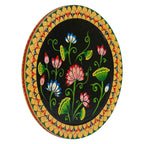 Traditional Indian Wall Plate-Holy Cow-Bell Design on Wood (12x12 Inches)