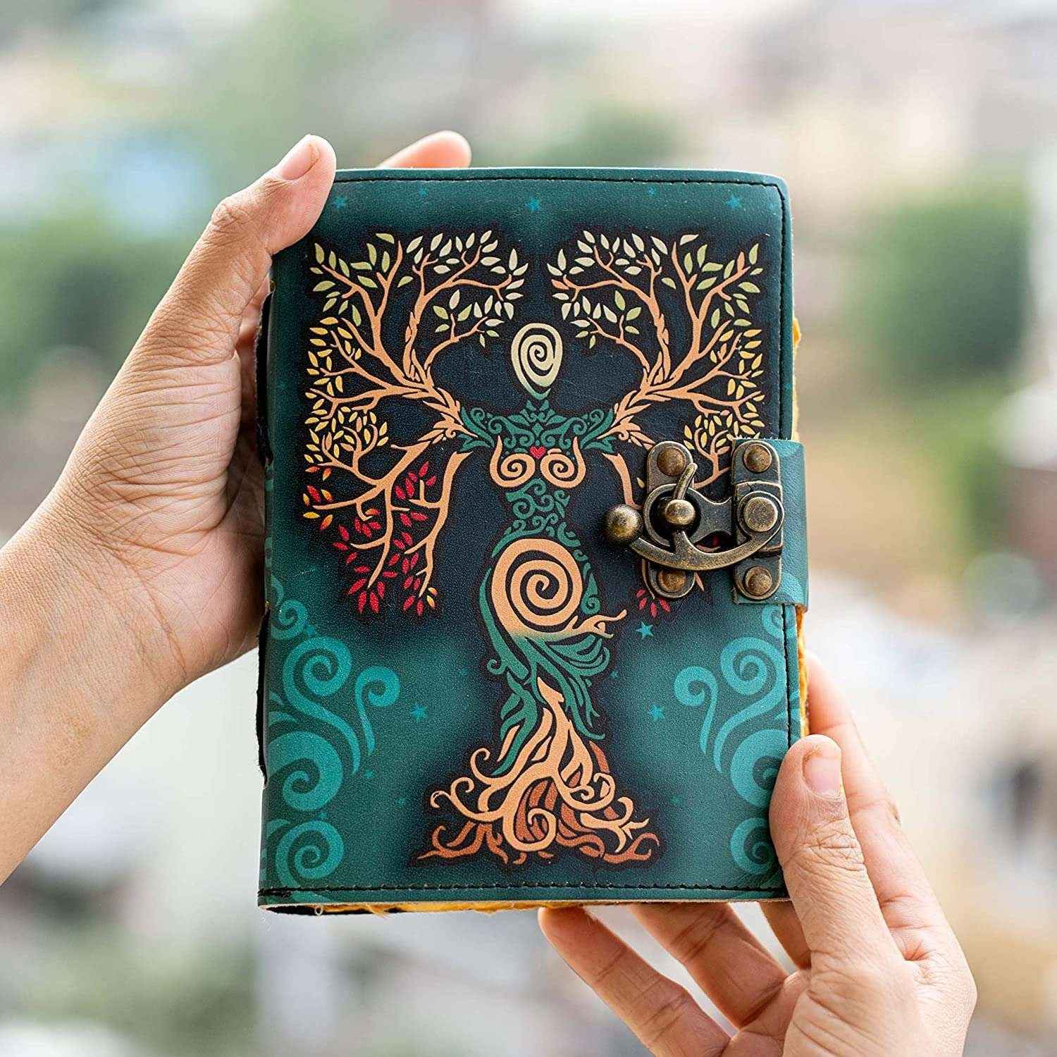 Genuine Leather Diary-Vintage Handmade Leather Journal-Premium Antique LOCK Closure-200 Handmade Deckle Edge Antique Pages -6