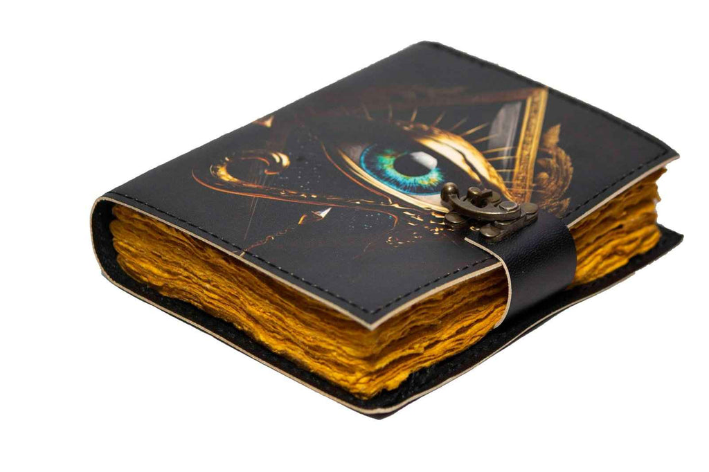 Genuine Leather Diary-Vintage Handmade Leather Journal-Premium Antique LOCK Closure-200 Handmade Deckle Edge Antique Pages -15