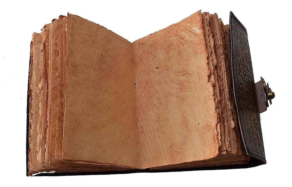 Genuine Leather Diary-Vintage Handmade Leather Journal-Premium Antique LOCK Closure-200 Handmade Deckle Edge Antique Pages -10