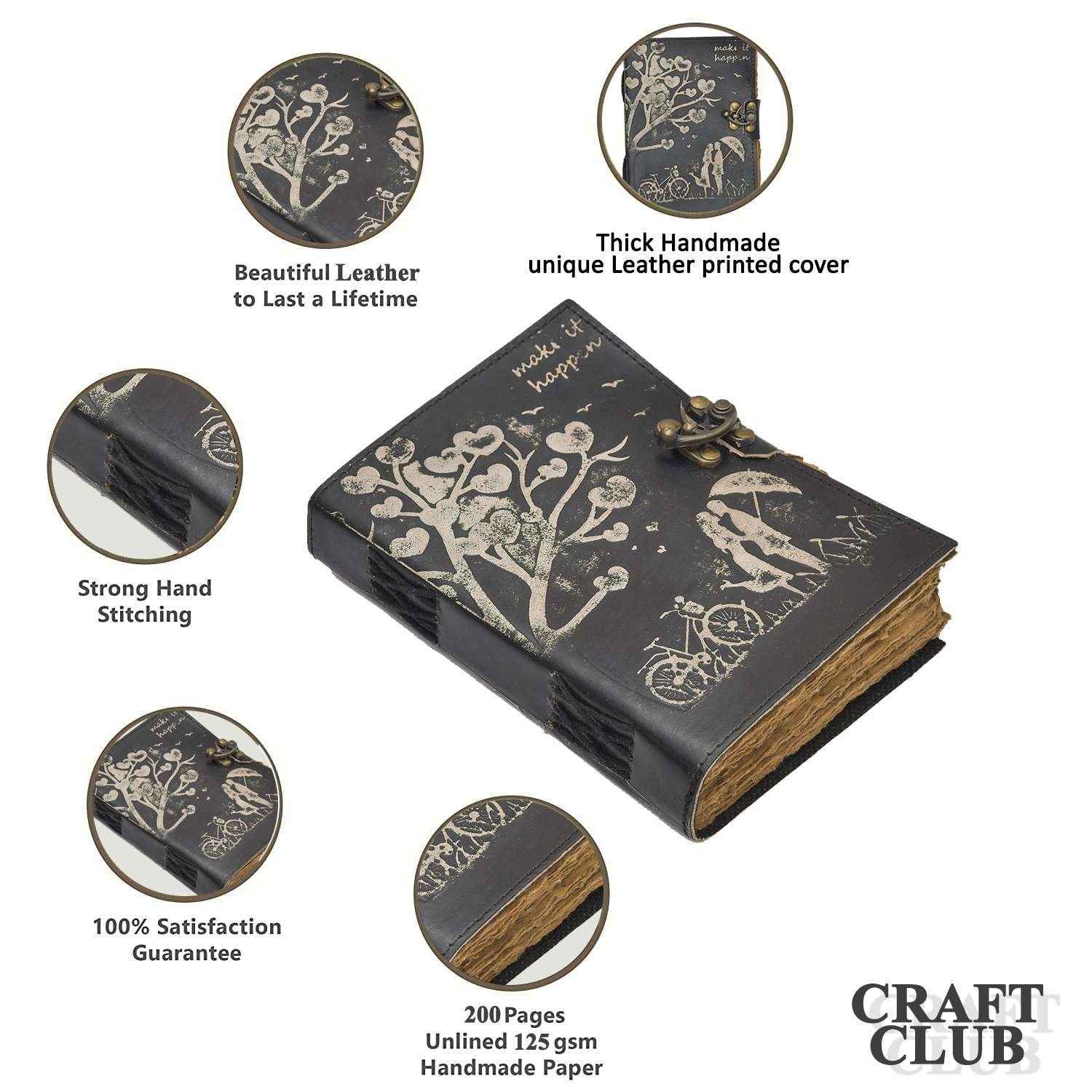 Genuine Leather Diary-Vintage Handmade Leather Journal-Premium Antique LOCK Closure-200 Handmade Deckle Edge Antique Pages -21