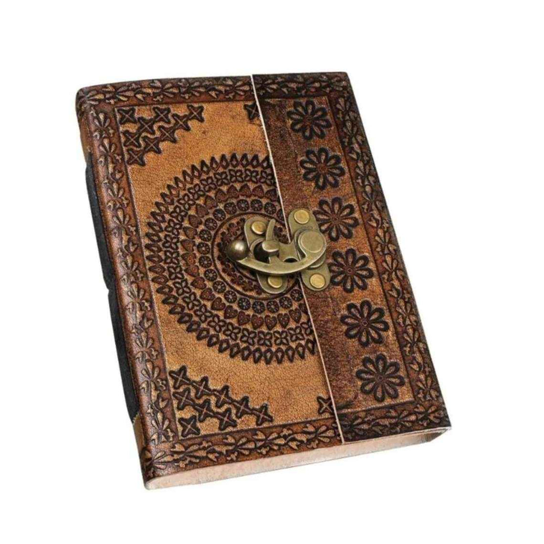 Leather Journal Diary with metal lock vintage Journal handmade 200 pages white unruled|travel Diary|personal journal -6