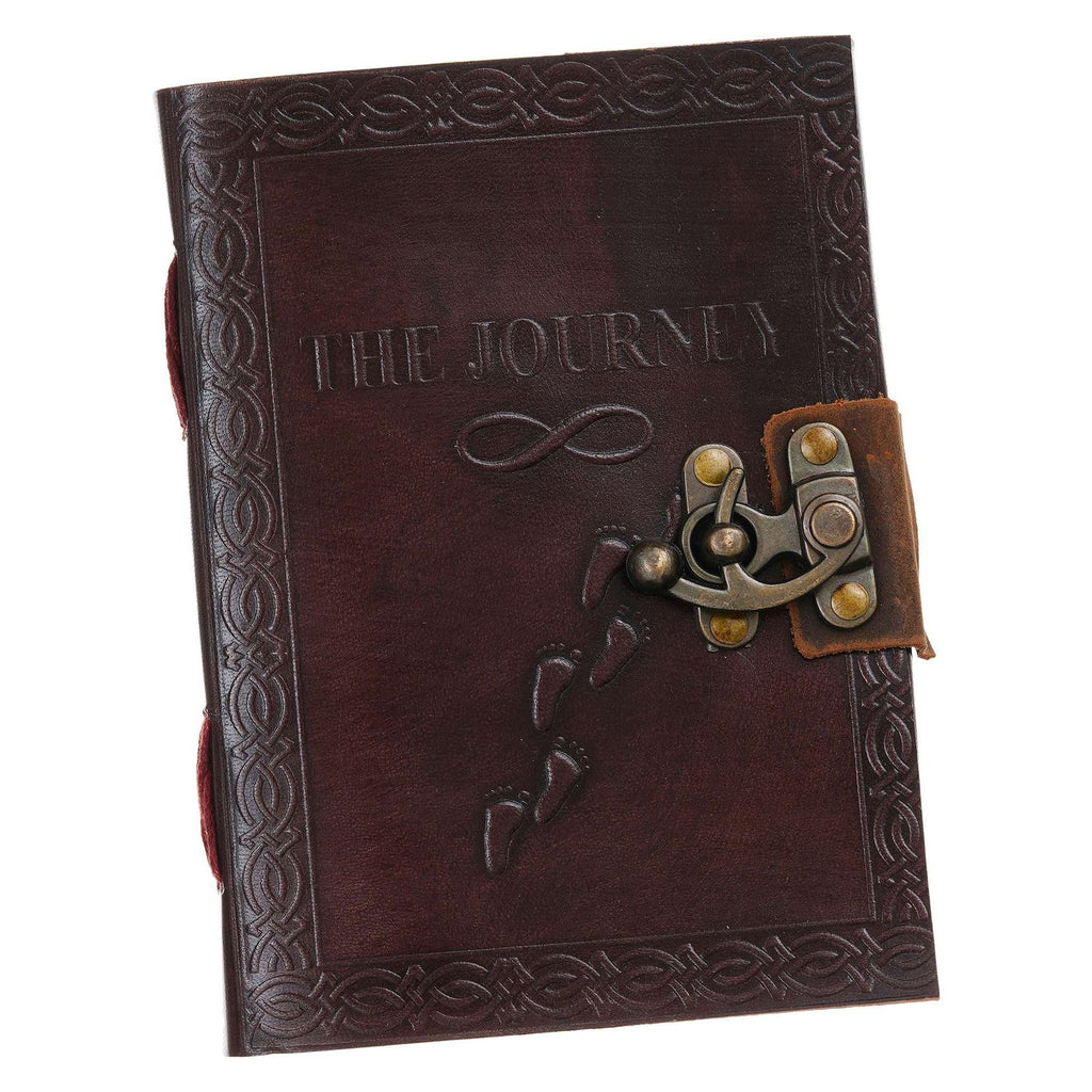 Vintage Handmade Genuine Leather Journal-Premium Antique Lock Closure-200 Handmade White Pages -6 - Navkar Handicrafts