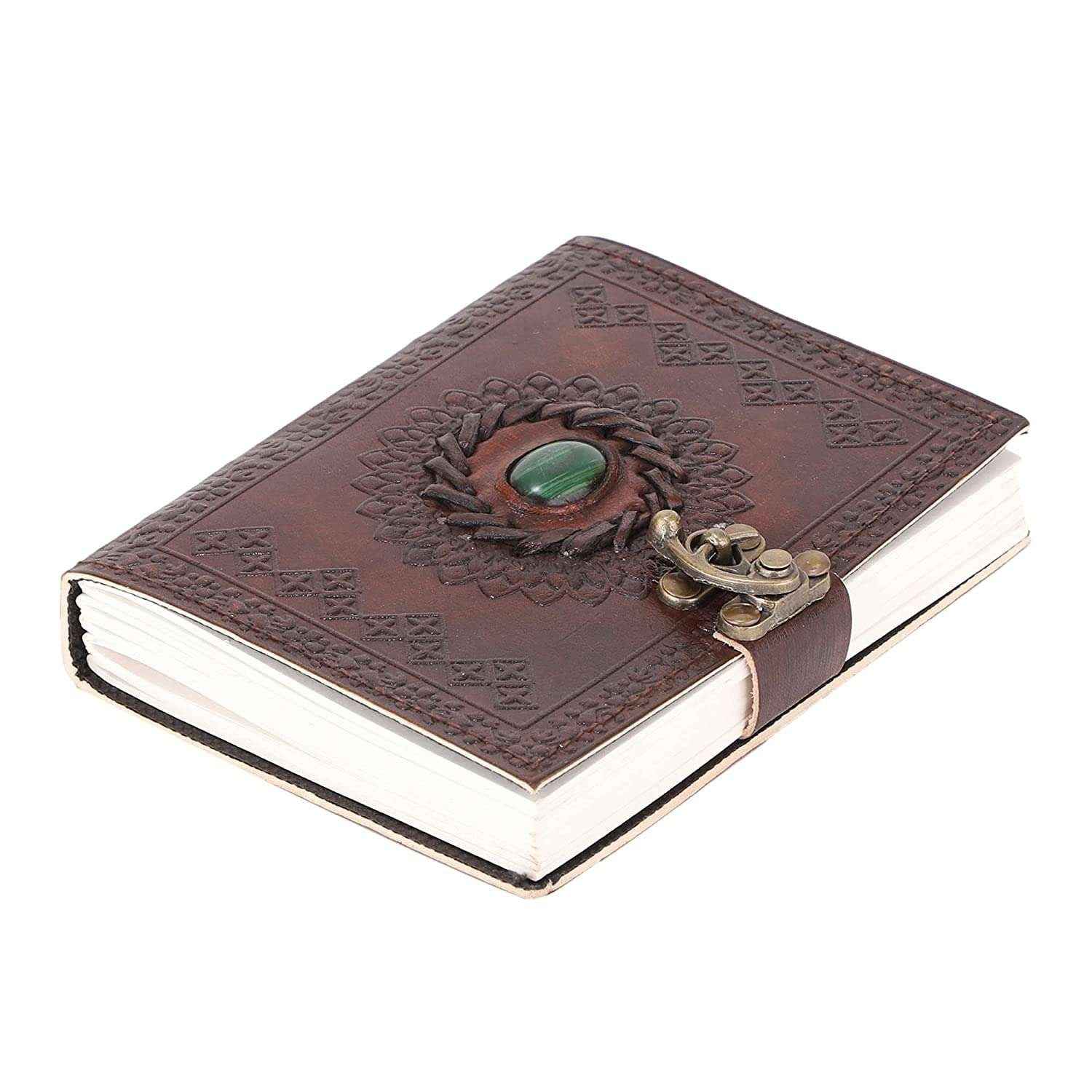 Leather Journal Diary with metal lock vintage Journal handmade 200 pages white unruled|travel Diary|personal journal -19