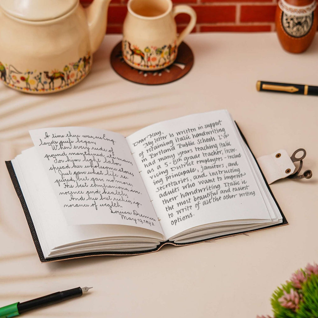 Vintage Handmade Genuine Leather Journal-Premium Antique Lock Closure-200 Handmade White Pages -34 - Navkar Handicrafts