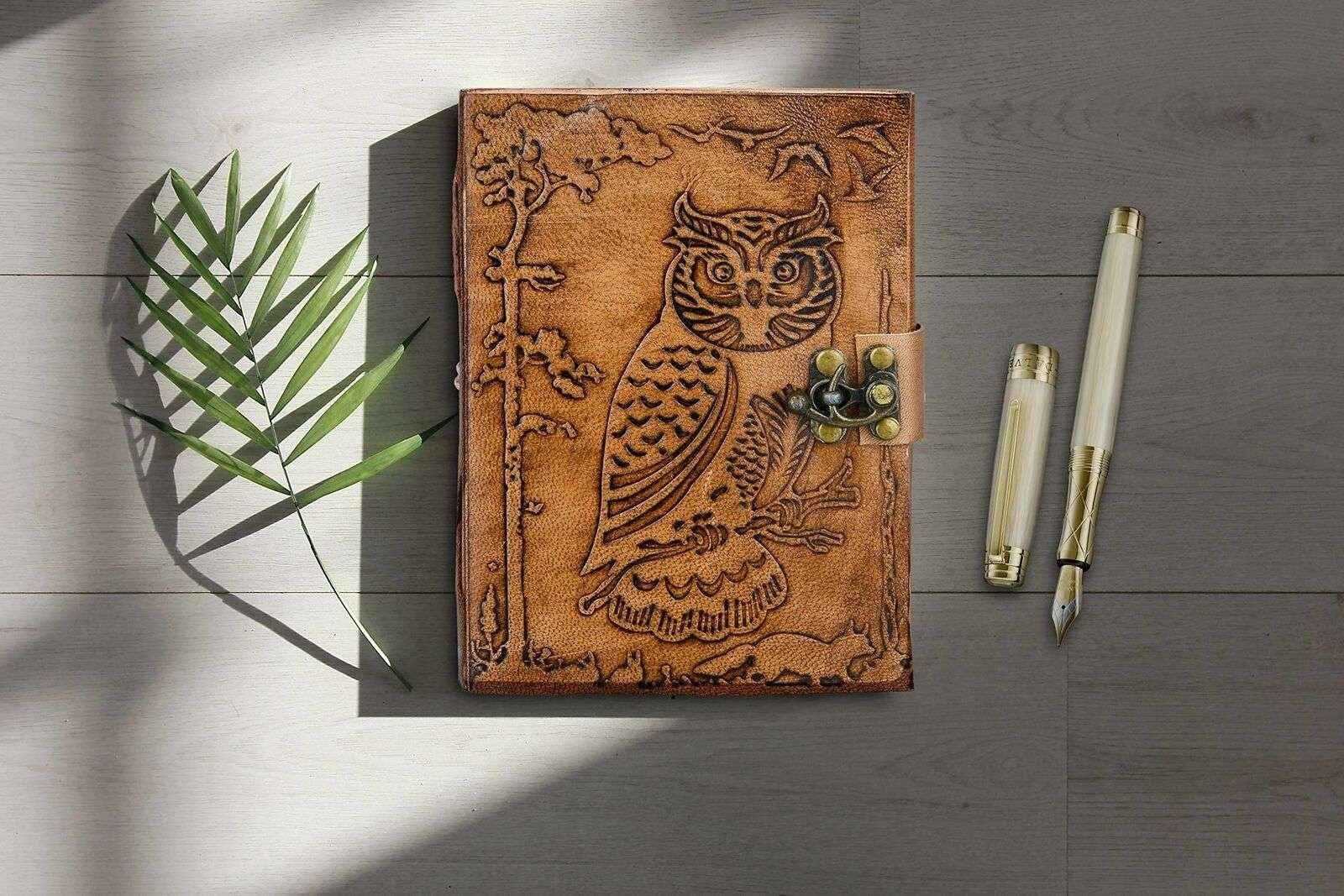 Leather Journal Diary with metal lock vintage Journal handmade 200 pages white unruled|travel Diary|personal journal -7
