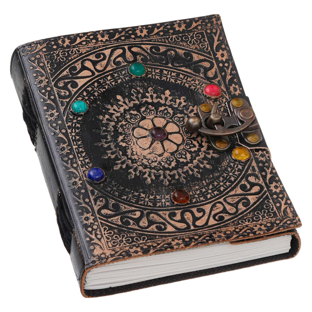 Vintage Handmade Genuine Leather Journal-Premium Antique Lock Closure-200 Handmade White Pages -8 - Navkar Handicrafts