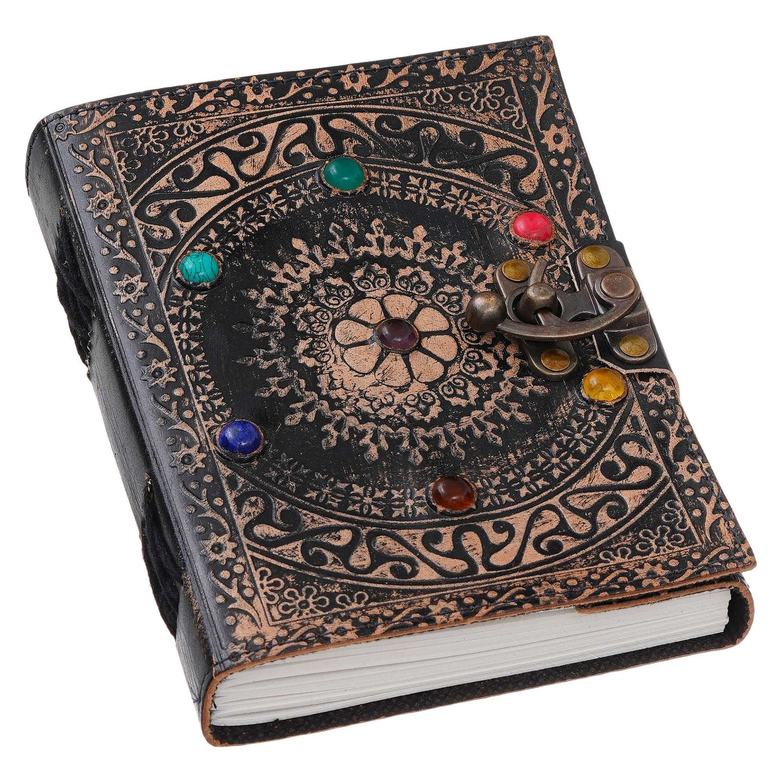 Vintage Handmade Genuine Leather Journal-Premium Antique Lock Closure-200 Handmade White Pages -8 - Navkar Handicrafts