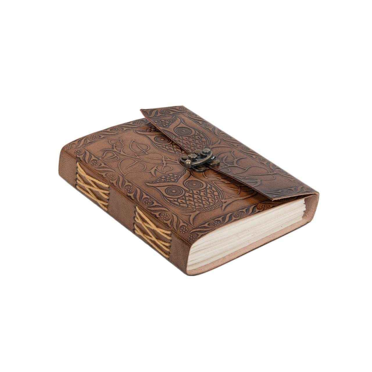 Leather Journal Diary with metal lock vintage Journal handmade 200 pages white unruled|travel Diary|personal journal -3