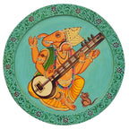 Ethnic Cow Wall Plate-Handmade Wooden Art in Pichwai Style (12x12 Inches)