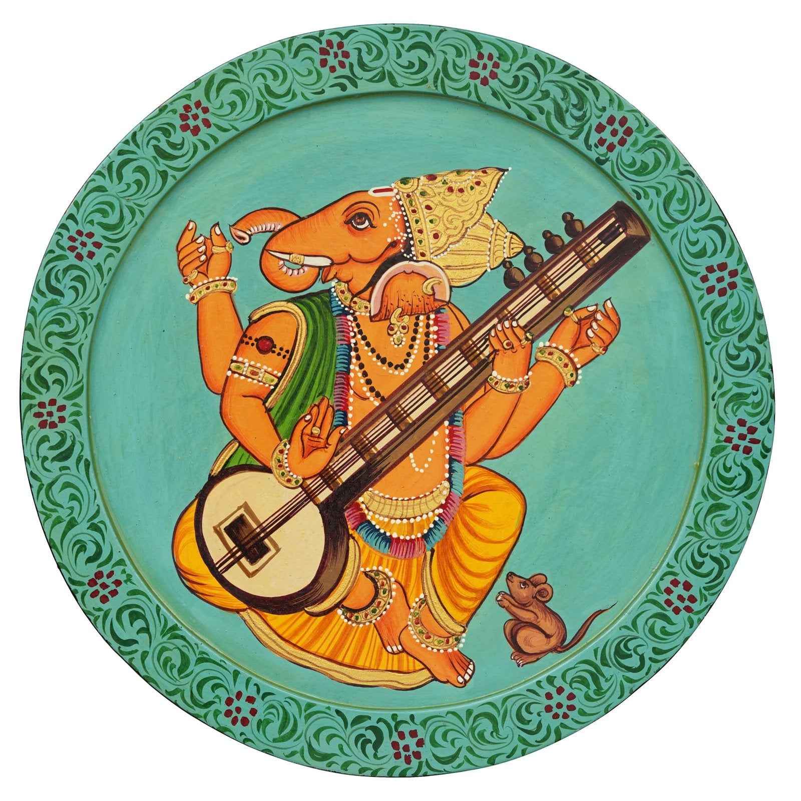 Ethnic Cow Wall Plate-Handmade Wooden Art in Pichwai Style (12x12 Inches)