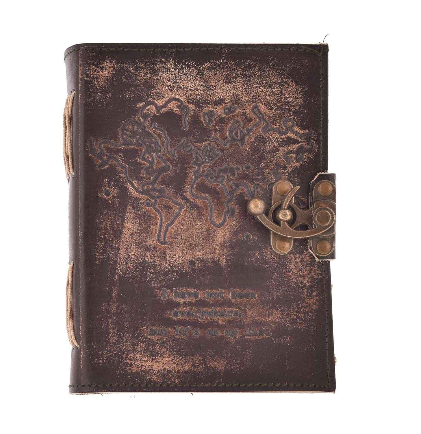 Genuine Leather Diary-Vintage Handmade Leather Journal-Premium Antique LOCK Closure-200 Handmade Deckle Edge Antique Pages -1