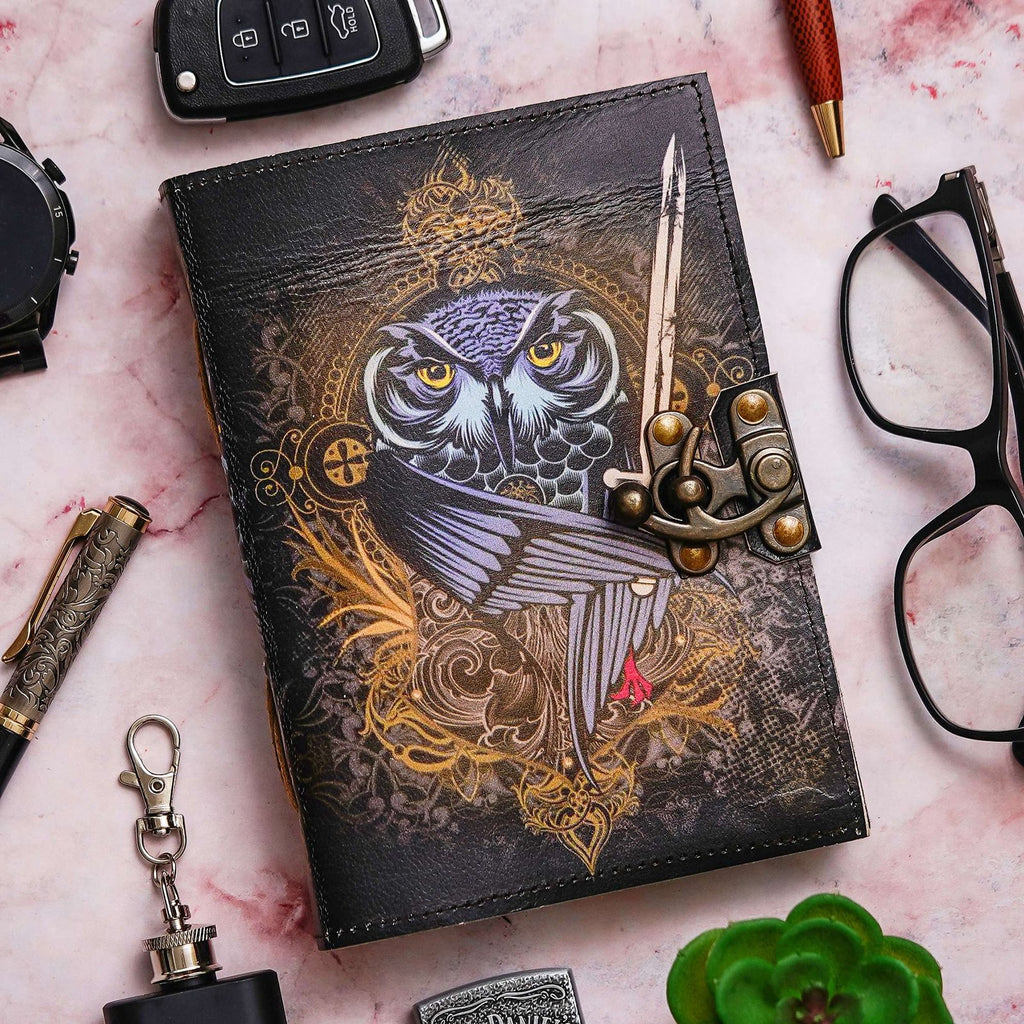 Vintage Handmade Genuine Leather Journal-Premium Antique Lock Closure-200 Handmade White Pages -34 - Navkar Handicrafts