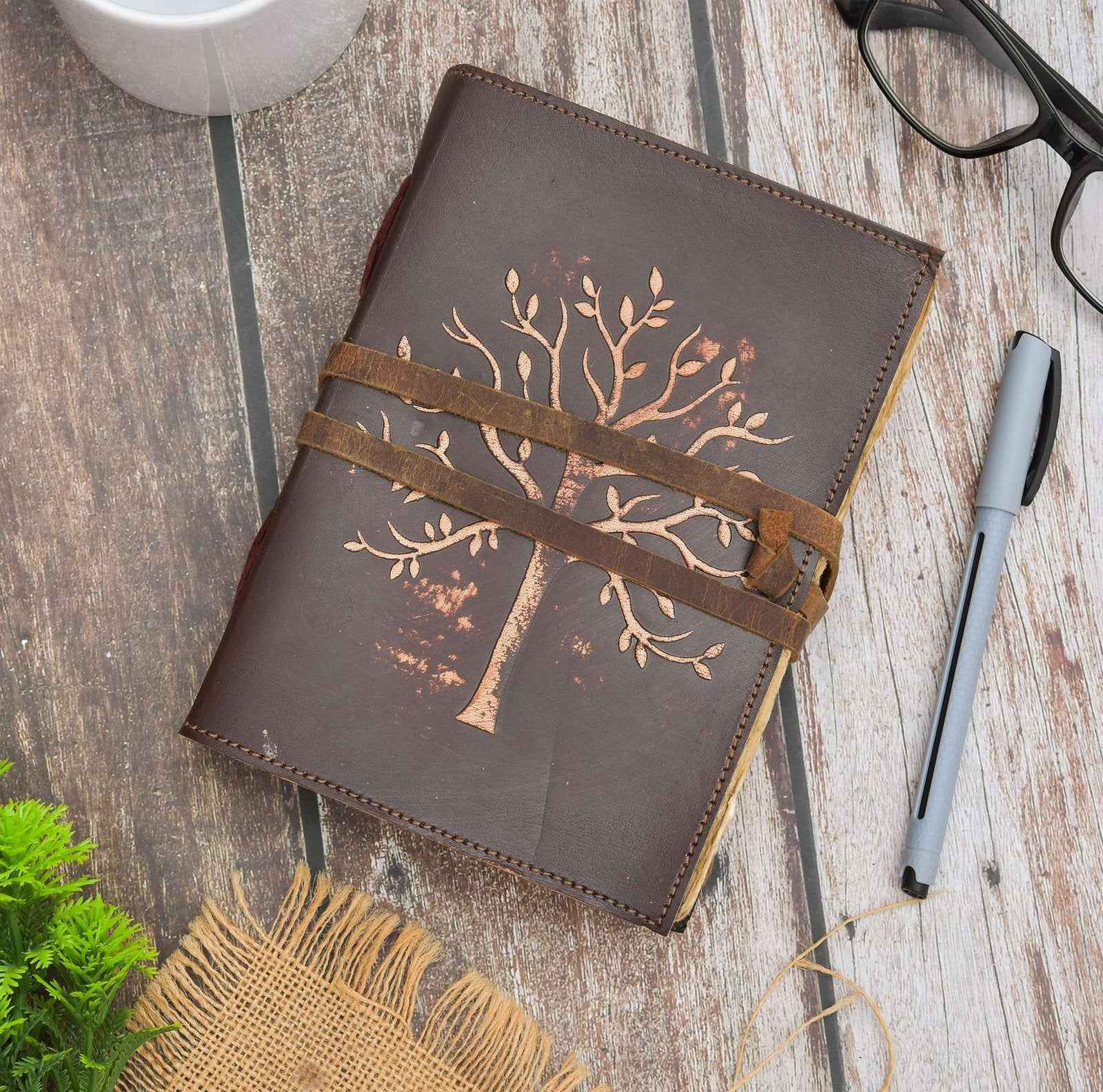 Genuine Leather Diary-Vintage Handmade Leather Journal-Premium Antique String Closure-200 Handmade Deckle Edge Antique Pages -2