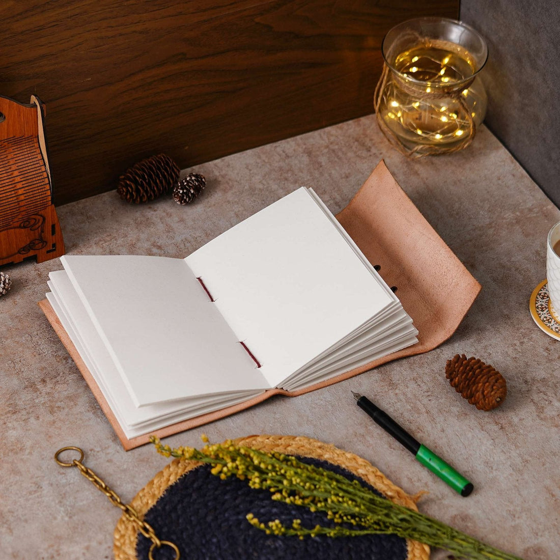 Vintage Handmade Genuine Leather Journal-Premium Antique Lock Closure-200 Handmade White Pages -3 - Navkar Handicrafts