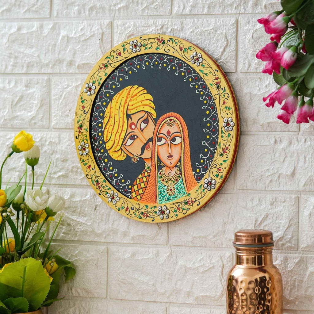 Pichwai Cow-Nature Theme-Wooden Wall Plate for Home Decor (12x12 Inches)