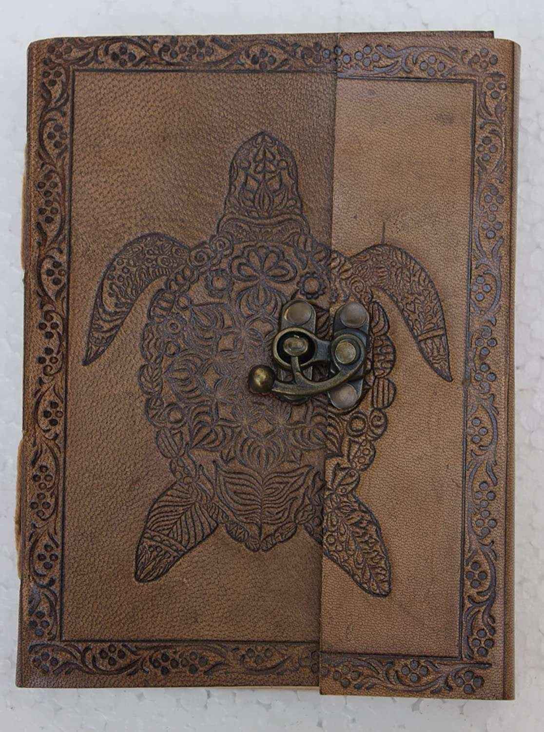 Leather Journal Diary with metal lock vintage Journal handmade 200 pages white unruled|travel Diary|personal journal -15