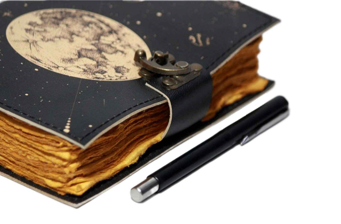 Genuine Leather Diary-Vintage Handmade Leather Journal-Premium Antique LOCK Closure-200 Handmade Deckle Edge Antique Pages -12