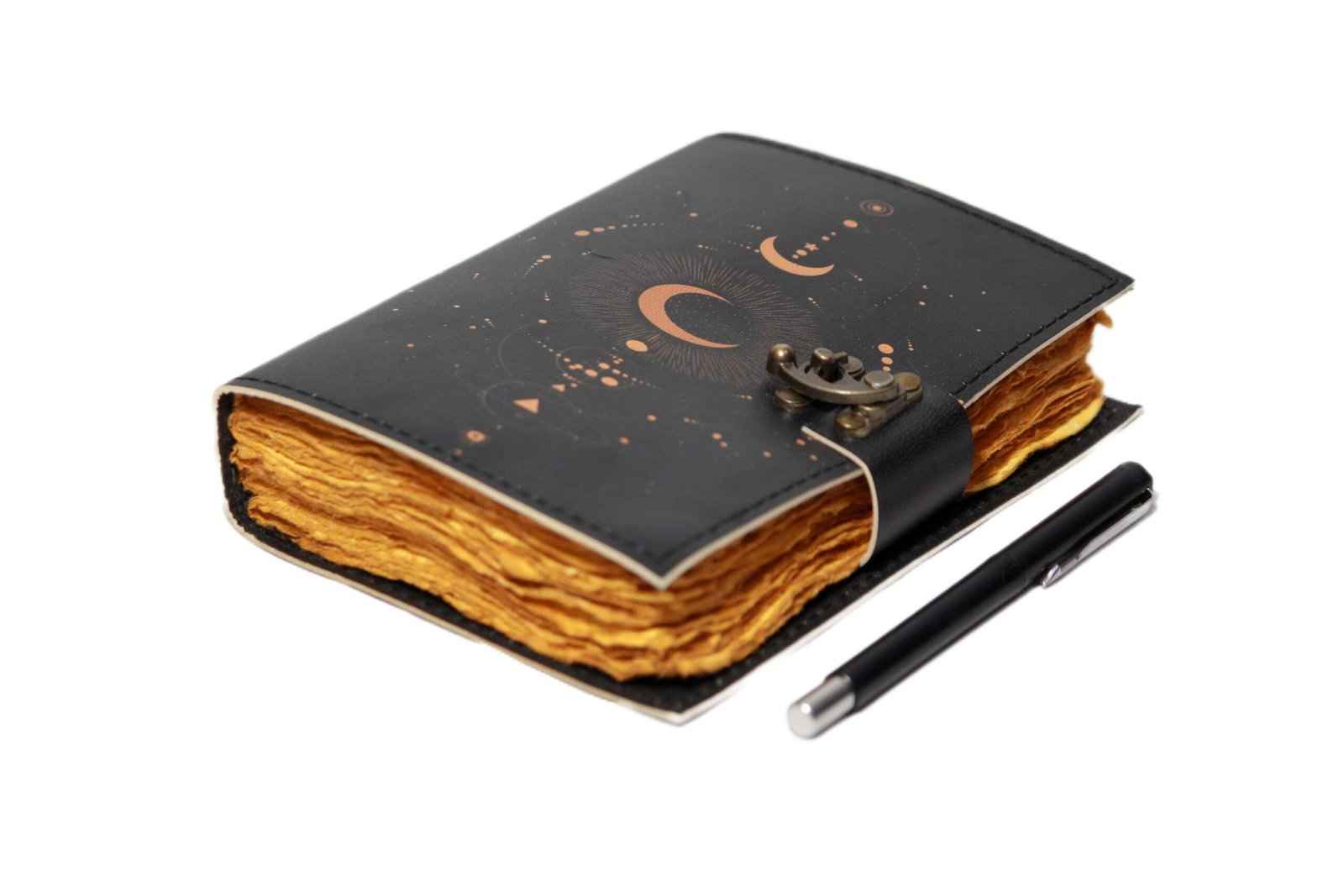 Genuine Leather Diary-Vintage Handmade Leather Journal-Premium Antique LOCK Closure-200 Handmade Deckle Edge Antique Pages -14