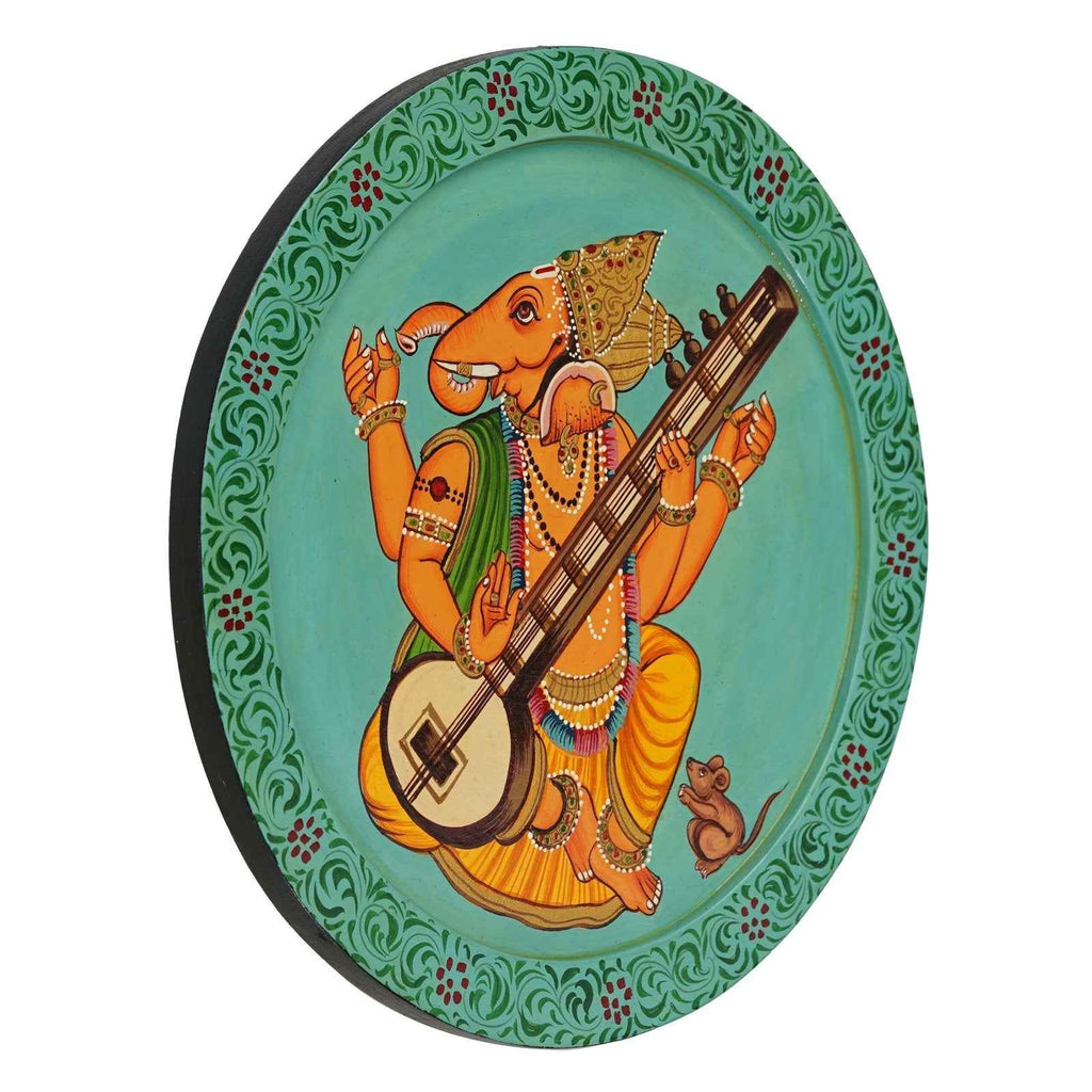 Ethnic Cow Wall Plate-Handmade Wooden Art in Pichwai Style (12x12 Inches)
