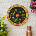 Traditional Indian Wall Plate-Holy Cow-Bell Design on Wood (12x12 Inches)