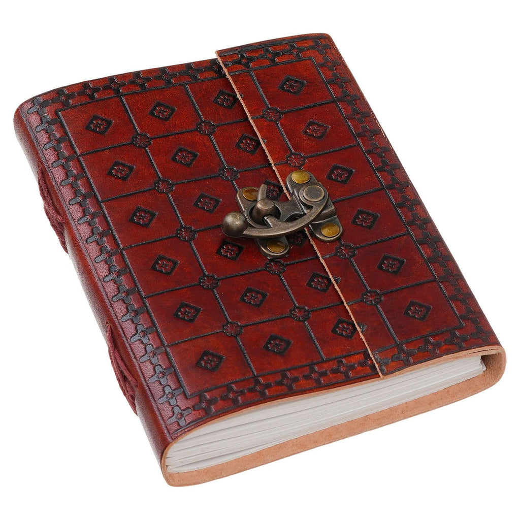 Vintage Handmade Genuine Leather Journal-Premium Antique Lock Closure-200 Handmade White Pages -4 - Navkar Handicrafts