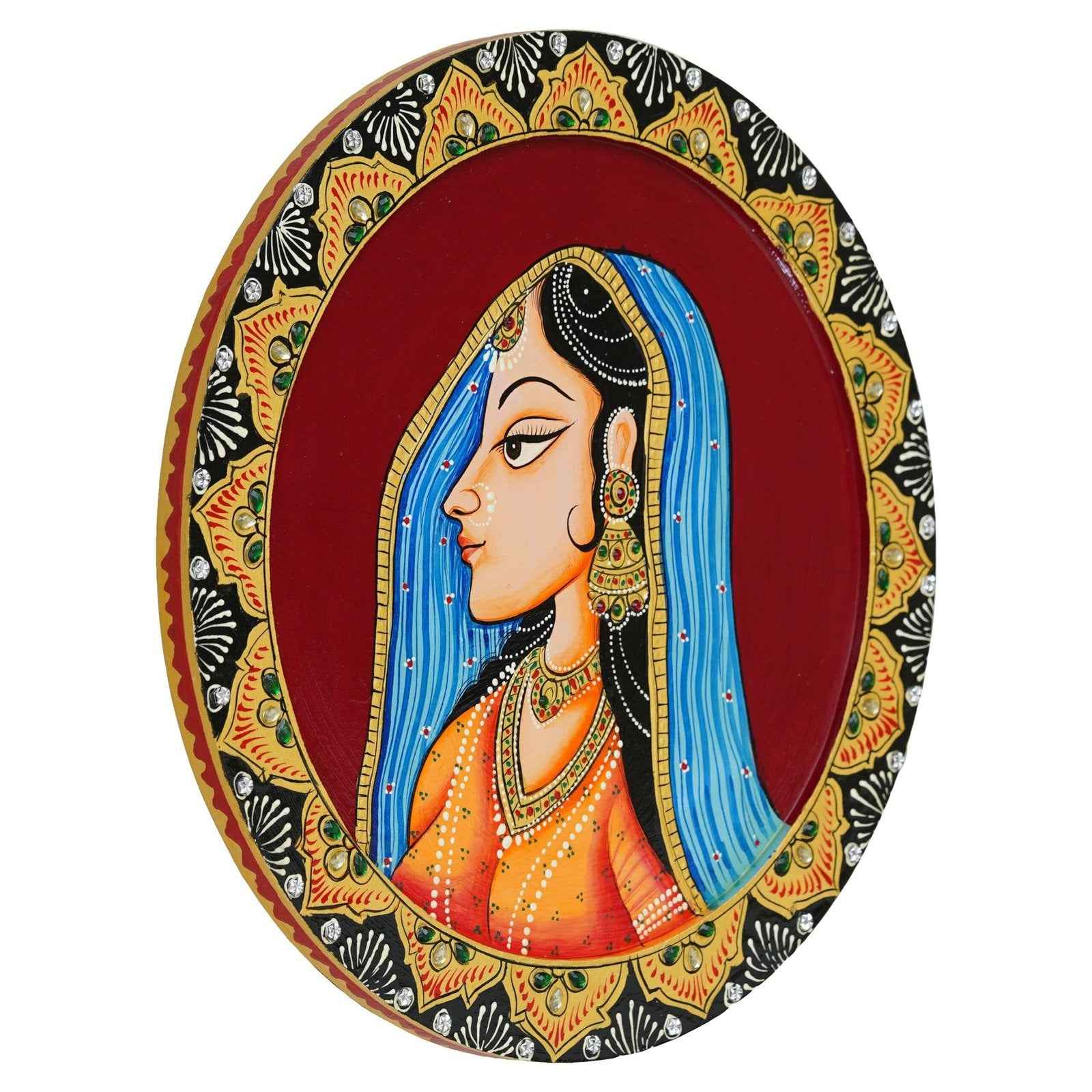 Classic Pichwai Wall Plate-Hand-Painted Cow Under Tree (12x12 Inches)