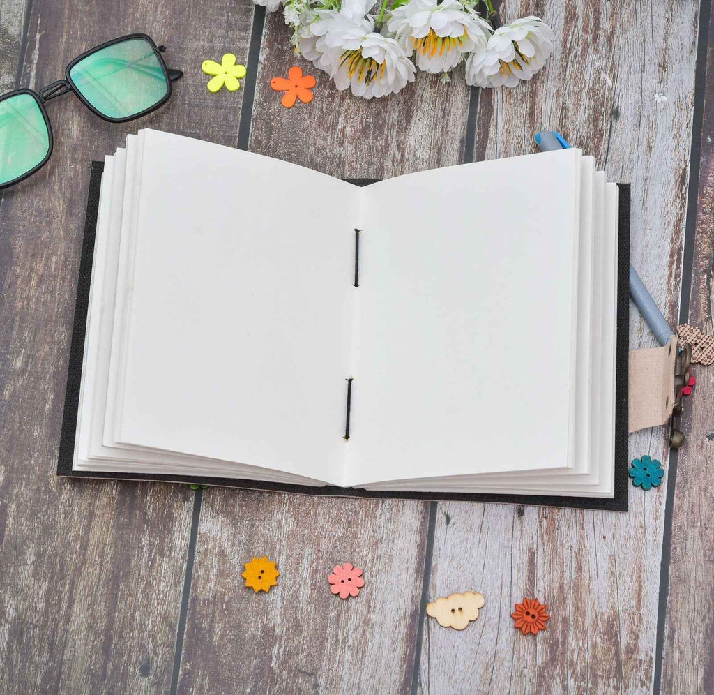 Leather Journal Diary with metal lock vintage Journal handmade 200 pages white unruled|travel Diary|personal journal -10