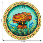 Wooden Pichwai Wall Plate-Lotus Crown Cow Design, Handcrafted (12x12 Inches)