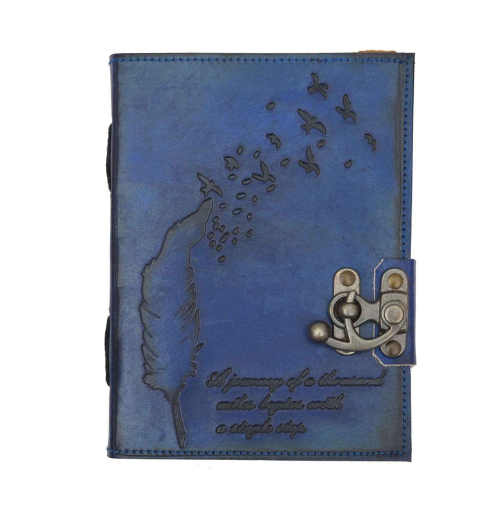 Genuine Leather Diary-Vintage Handmade Leather Journal-Premium Antique LOCK Closure-200 Handmade Deckle Edge Antique Pages -19