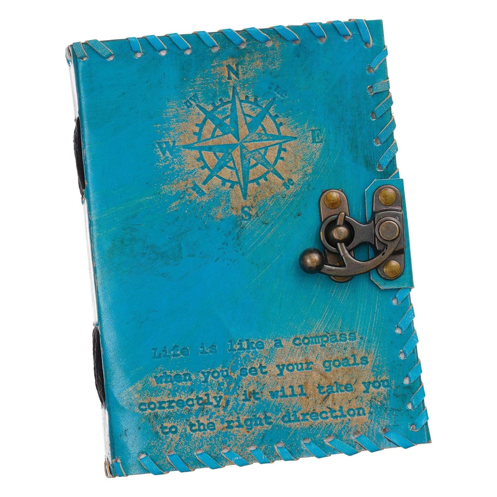 Vintage Handmade Genuine Leather Journal-Premium Antique Lock Closure-200 Handmade White Pages -29 - Navkar Handicrafts