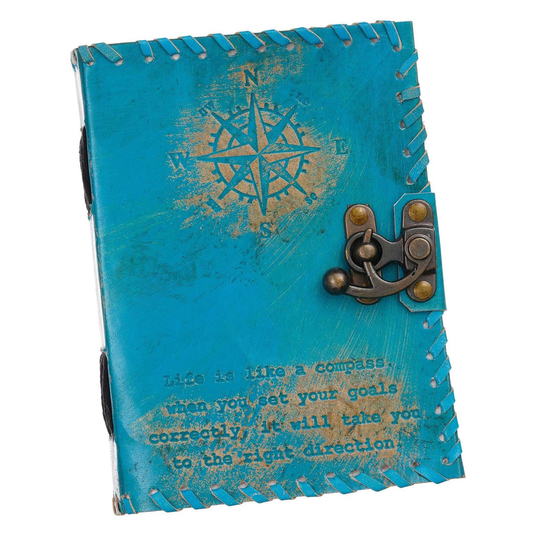 Vintage Handmade Genuine Leather Journal-Premium Antique Lock Closure-200 Handmade White Pages -29 - Navkar Handicrafts