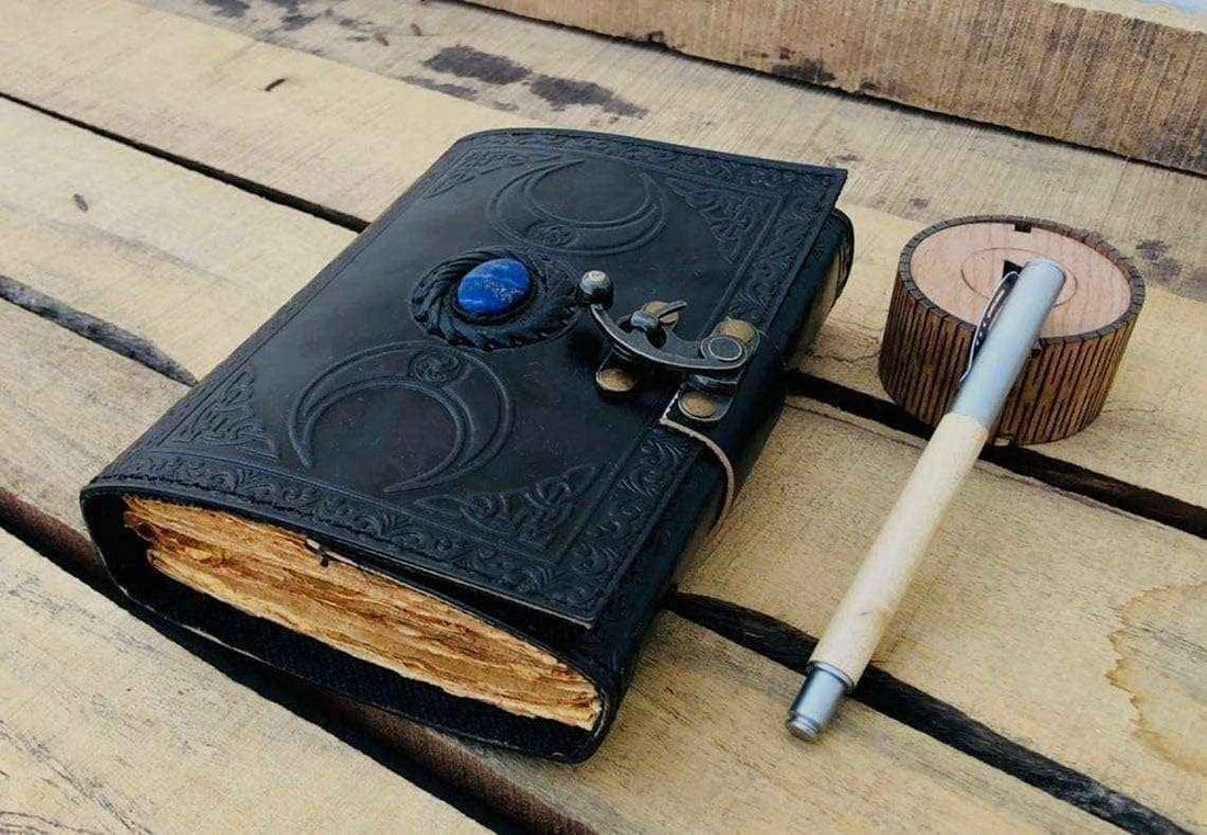 Genuine Leather Diary-Vintage Handmade Leather Journal-Premium Antique LOCK Closure-200 Handmade Deckle Edge Antique Pages -9