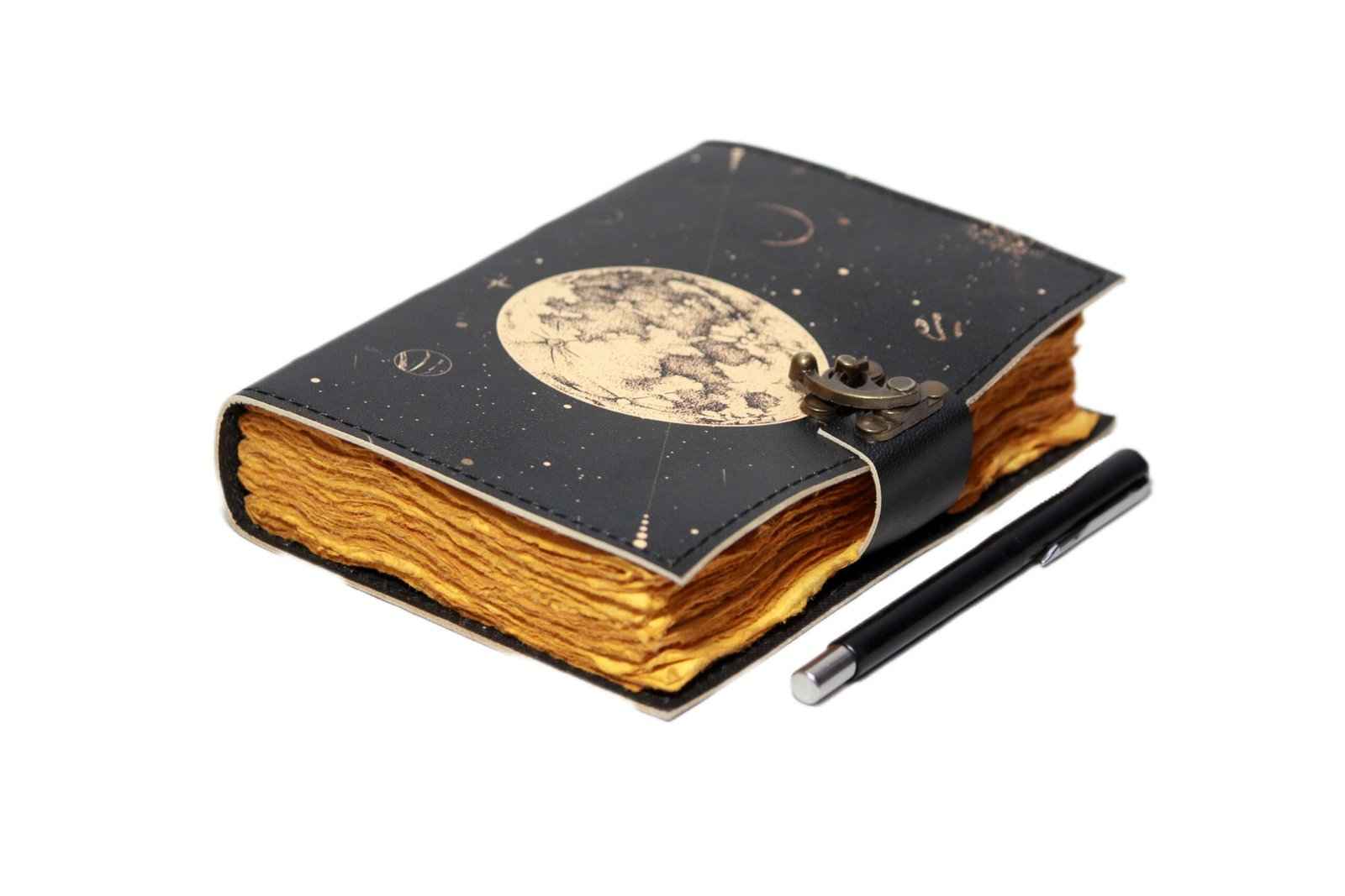 Genuine Leather Diary-Vintage Handmade Leather Journal-Premium Antique LOCK Closure-200 Handmade Deckle Edge Antique Pages -12
