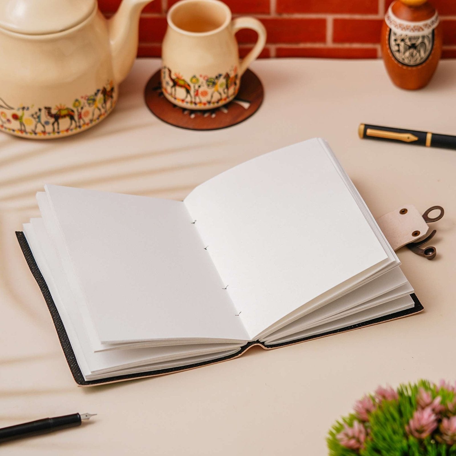Vintage Handmade Genuine Leather Journal-Premium Antique Lock Closure-200 Handmade White Pages -25 - Navkar Handicrafts