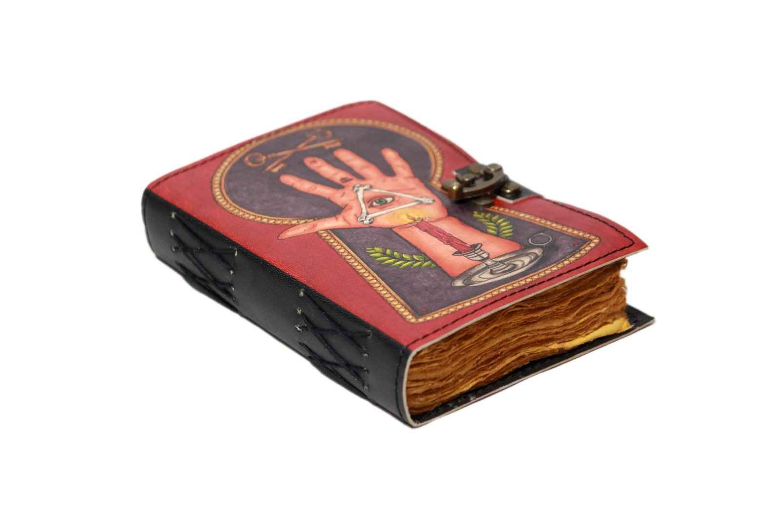 Genuine Leather Diary-Vintage Handmade Leather Journal-Premium Antique LOCK Closure-200 Handmade Deckle Edge Antique Pages -13