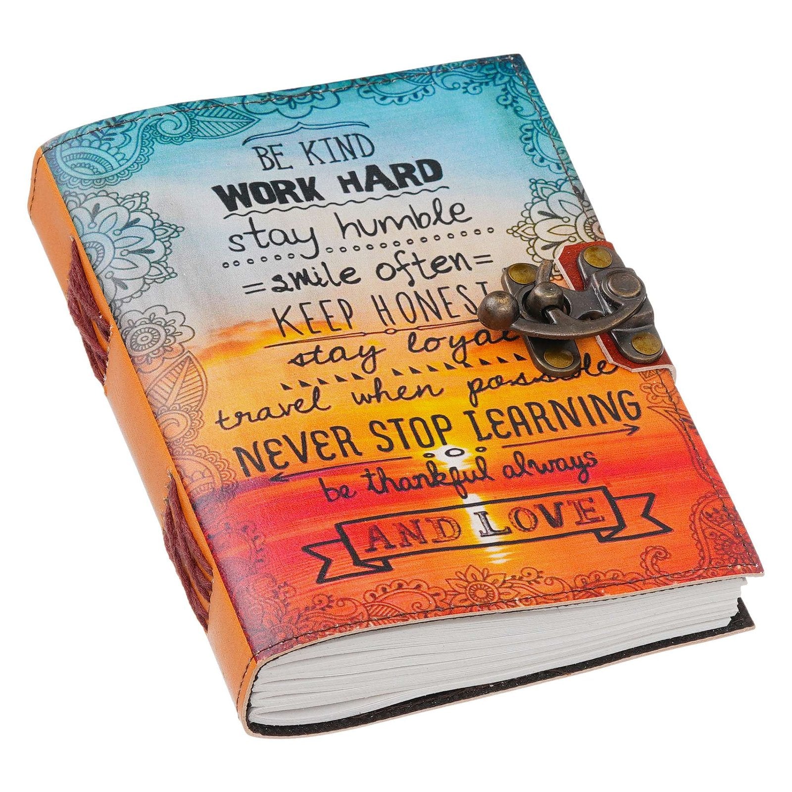 Vintage Handmade Genuine Leather Journal-Premium Antique Lock Closure-200 Handmade White Pages -28 - Navkar Handicrafts