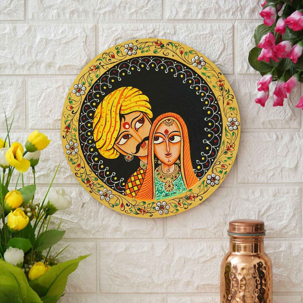 Pichwai Cow-Nature Theme-Wooden Wall Plate for Home Decor (12x12 Inches)