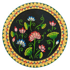 Traditional Indian Wall Plate-Holy Cow-Bell Design on Wood (12x12 Inches)