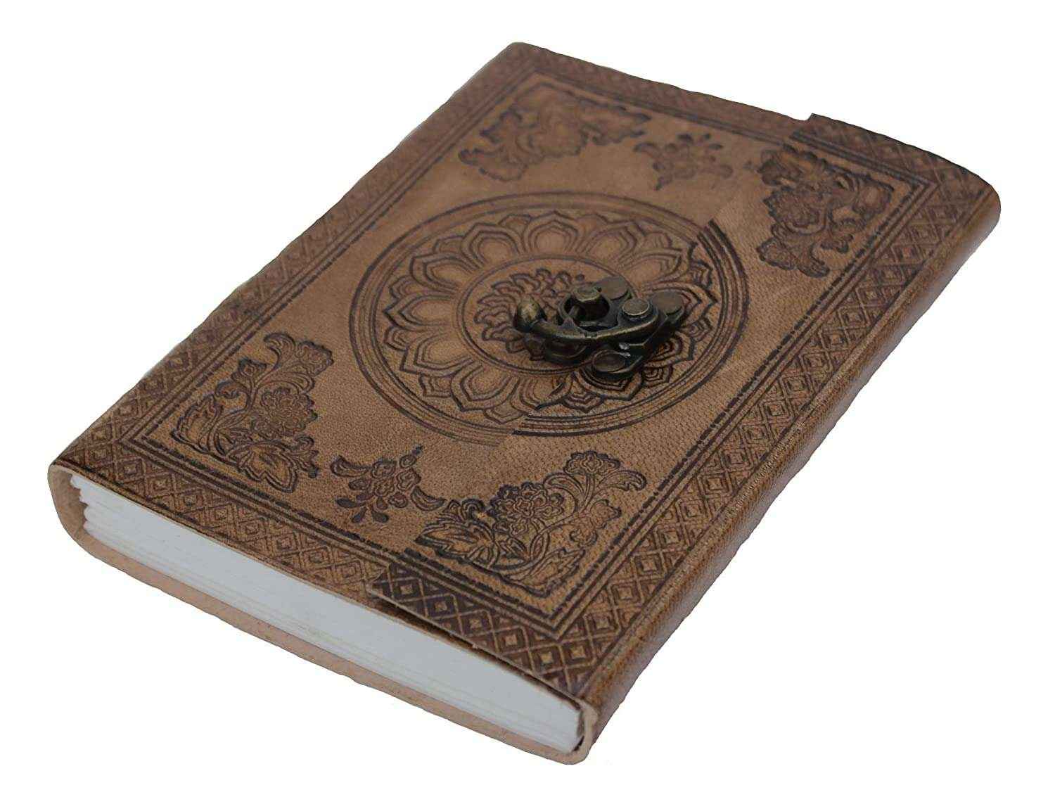 Leather Journal Diary with metal lock vintage Journal handmade 200 pages white unruled|travel Diary|personal journal -20